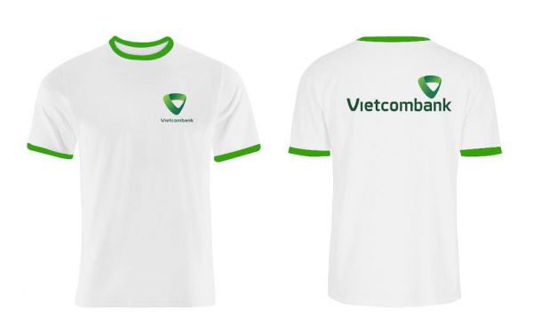 in áo thun đồng phục vải Cotton 65% và 35% PE ngân hàng Vietcombank
